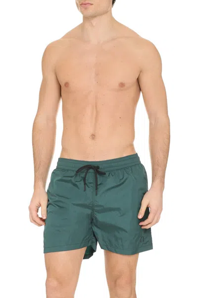 The (alphabet) Drawstring-waist Swim Shorts In Green