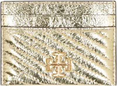 Tory Burch Kira Metallic Leather Card Holder In Gold