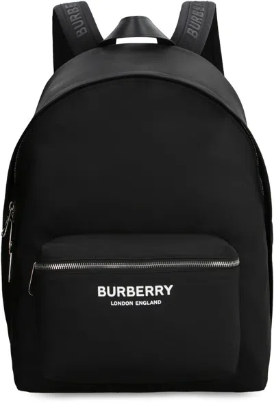 Burberry Men Black Backpack With Two Adjustable Shoulder Straps With Logo Lettering And Logoletterin