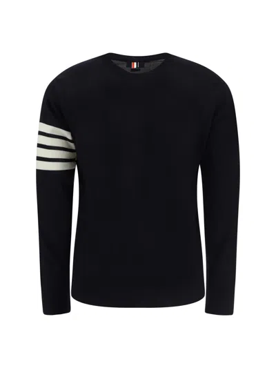 Thom Browne 4-bar Stripe Virgin Wool Jumper In Black