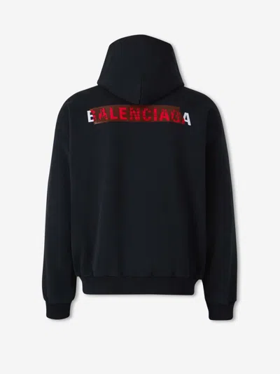 Balenciaga Hooded Sweatshirt Kangaroo Pocket In Blue