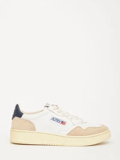 Autry Blue Leather Fabric Sneakers In White
