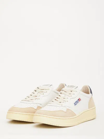 Autry Blue Leather Fabric Sneakers In White
