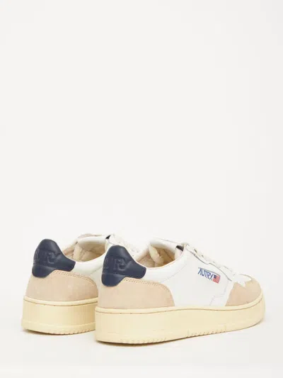 Autry Blue Leather Fabric Sneakers In White