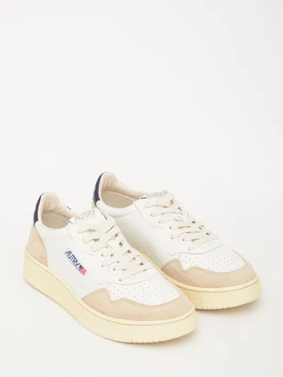 Autry Blue Leather Fabric Sneakers In White