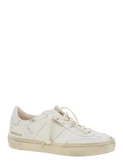 Golden Goose 'soulstar' White Low Top Sneakers With Logo Patch On The Tongue And Logo Lettering On Side And Heel 