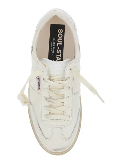 Golden Goose 'soulstar' White Low Top Sneakers With Logo Patch On The Tongue And Logo Lettering On Side And Heel 