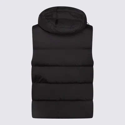 Moorer Padded Sleeveless Hooded Front Pockets Jackets In Black