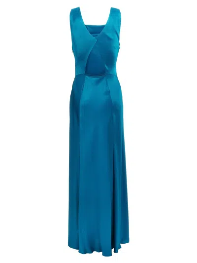 Alberta Ferretti Blue Dress With Cut-out Detail On The Back In Blue
