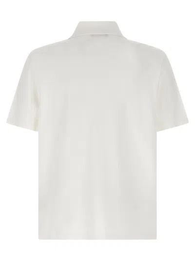 Balmain White Polo Shirt With Collar And Coin Print On The Front In Cotton Man In White