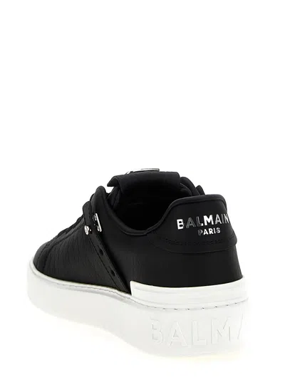 Balmain 'b-court B-buzz' Black Low Sneakers With Diamond Motif And Logo Patch On The Tongue In Black