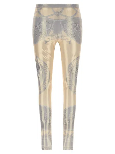 Versace La Coupe Des Dieux Laminated Leggings In Neutral