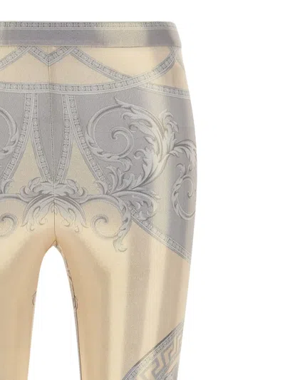 Versace La Coupe Des Dieux Laminated Leggings In Neutral