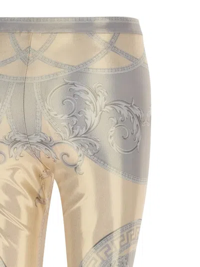 Versace La Coupe Des Dieux Laminated Leggings In Neutral