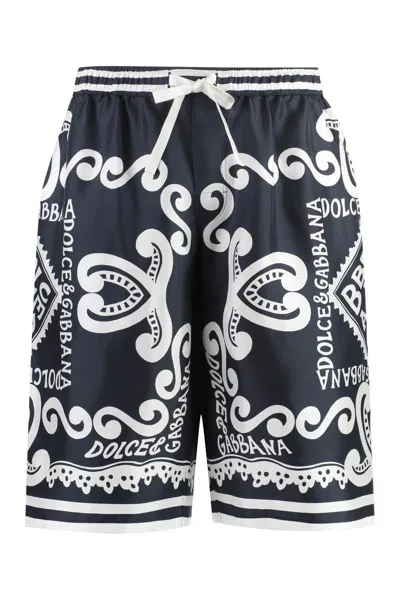 Dolce & Gabbana Dolce&gabbana Silk Bermuda With Navy Print