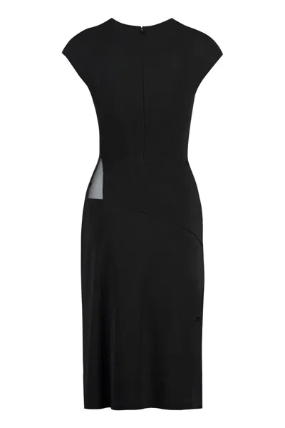 Givenchy Womens Black Semi-sheer Cut-out Woven Midi Dress In Black