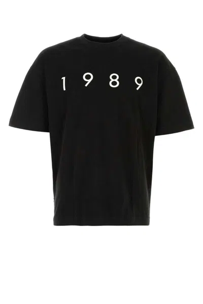1989 Studio Solid Color Crew-neck T-shirt With Contrasting Logo In Black