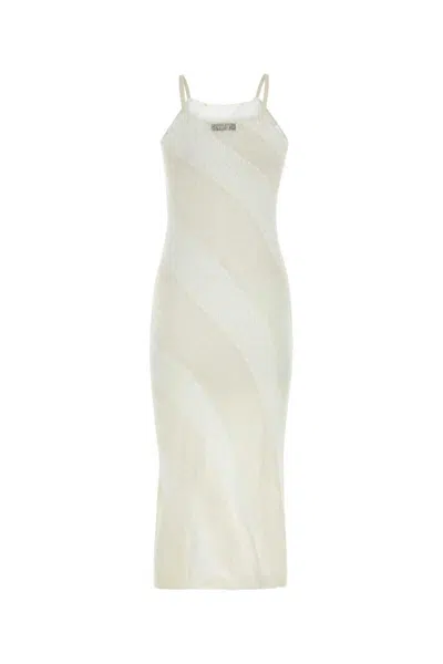Gimaguas Two-tone Nylon Blend Fuzzy Dress In White