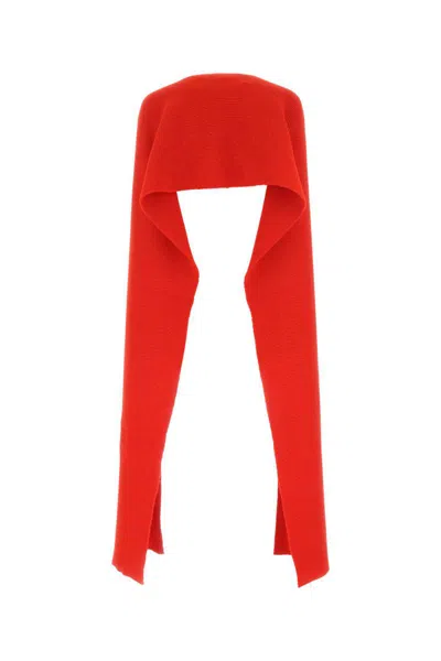 Quira Red Wool Poncho In Red