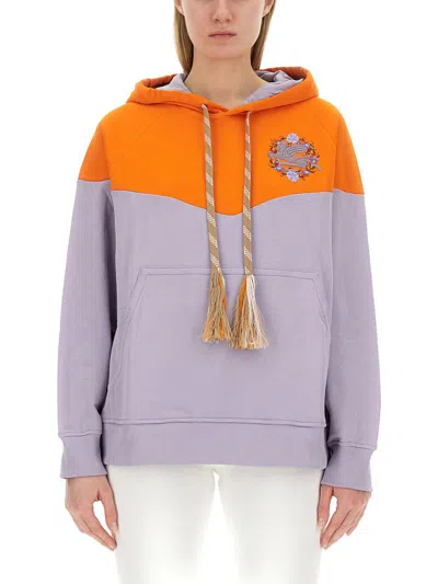 Etro Logo Embroidered Hooded Sweatshirt With Kangaroo Pocket