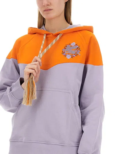 Etro Logo Embroidered Hooded Sweatshirt With Kangaroo Pocket