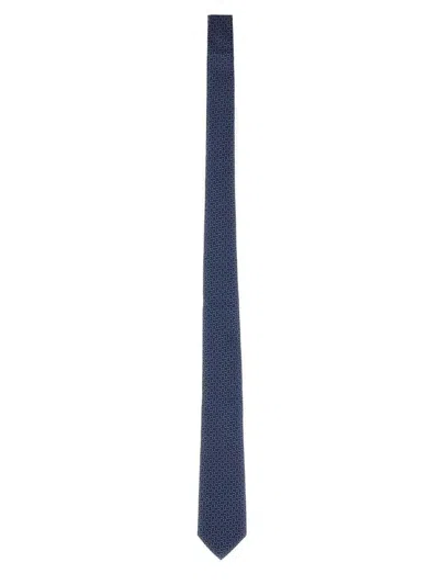 Ferragamo Geometric Pattern Silk Tie In Blue