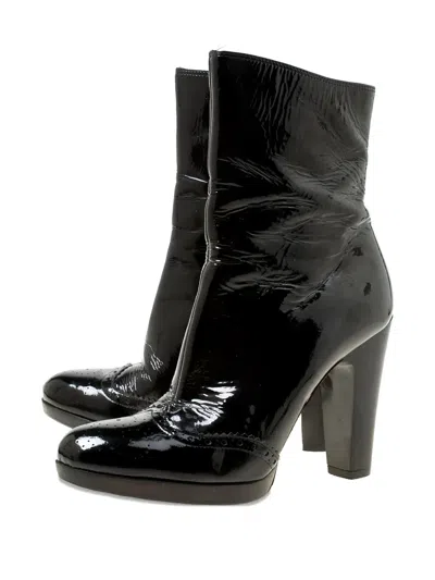 Pre-owned Miu Miu Patent-leather Block Heel Boots