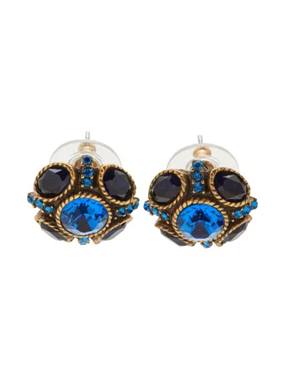 Pre-owned Oscar De La Renta Crystal Gold Earrings