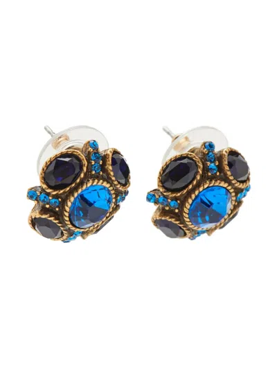 Pre-owned Oscar De La Renta Crystal Gold Earrings