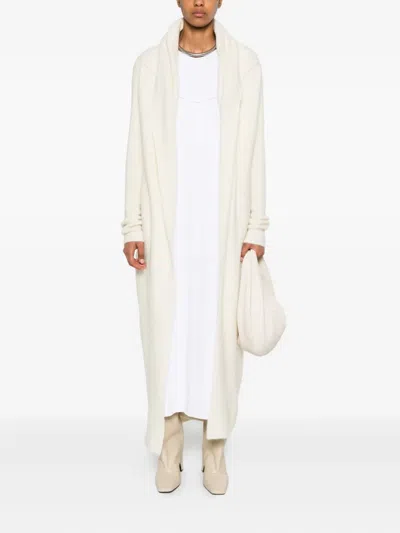 Rick Owens Ribbed-knit Coat In White