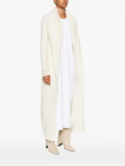 Rick Owens Ribbed-knit Coat In White