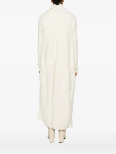 Rick Owens Ribbed-knit Coat In White