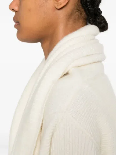 Rick Owens Ribbed-knit Coat In White