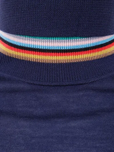 Paul Smith Stripe Turtleneck Jumper In Blue