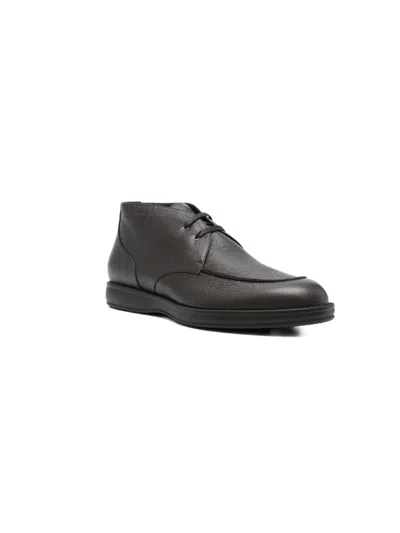 Brioni Leather Lace-up Boots In Black