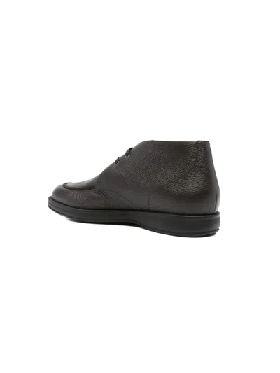 Brioni Leather Lace-up Boots In Black