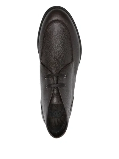 Brioni Leather Lace-up Boots In Black
