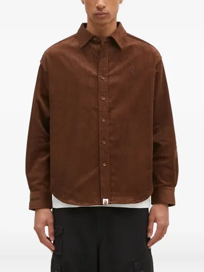 A Bathing Ape Corduroy Button-down Shirt In Red