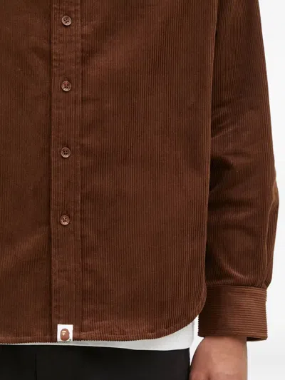 A Bathing Ape Corduroy Button-down Shirt In Red