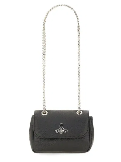 Vivienne Westwood Textured Black Handbag With Chain Strap
