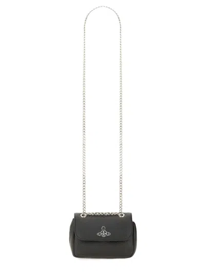 Vivienne Westwood Textured Black Handbag With Chain Strap