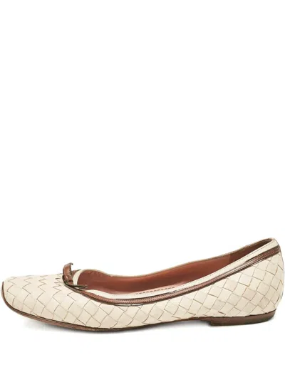 Pre-owned Bottega Veneta Intrecciato Bow Ballet Flats