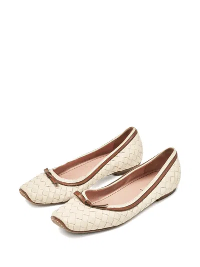 Pre-owned Bottega Veneta Intrecciato Bow Ballet Flats