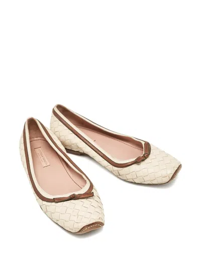 Pre-owned Bottega Veneta Intrecciato Bow Ballet Flats