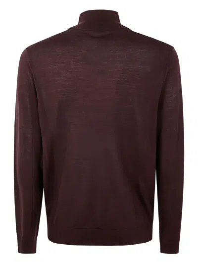 Paul Smith High-neck Zip-up Sweater In Brown