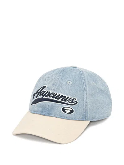 Aape By A Bathing Ape Script-logo Denim Cap In Blue