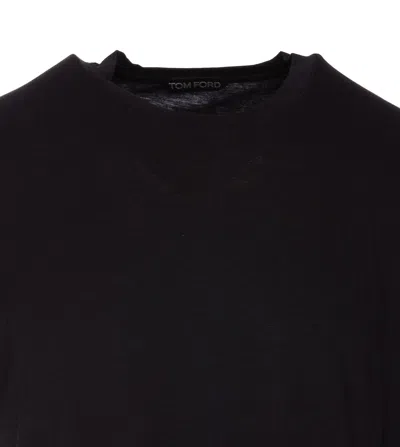 Tom Ford Round Collar Logo T-shirt In Brown