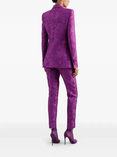 Dolce & Gabbana Satin Tie-neck Shirt In Purple