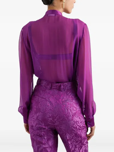 Dolce & Gabbana Satin Tie-neck Shirt In Purple