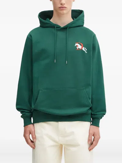 Drôle De Monsieur Horse-embroidered Hoodie In Green